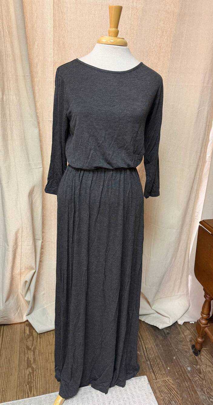 NEW NINEXIS women's 3/4 sleeve maxi dress in grey